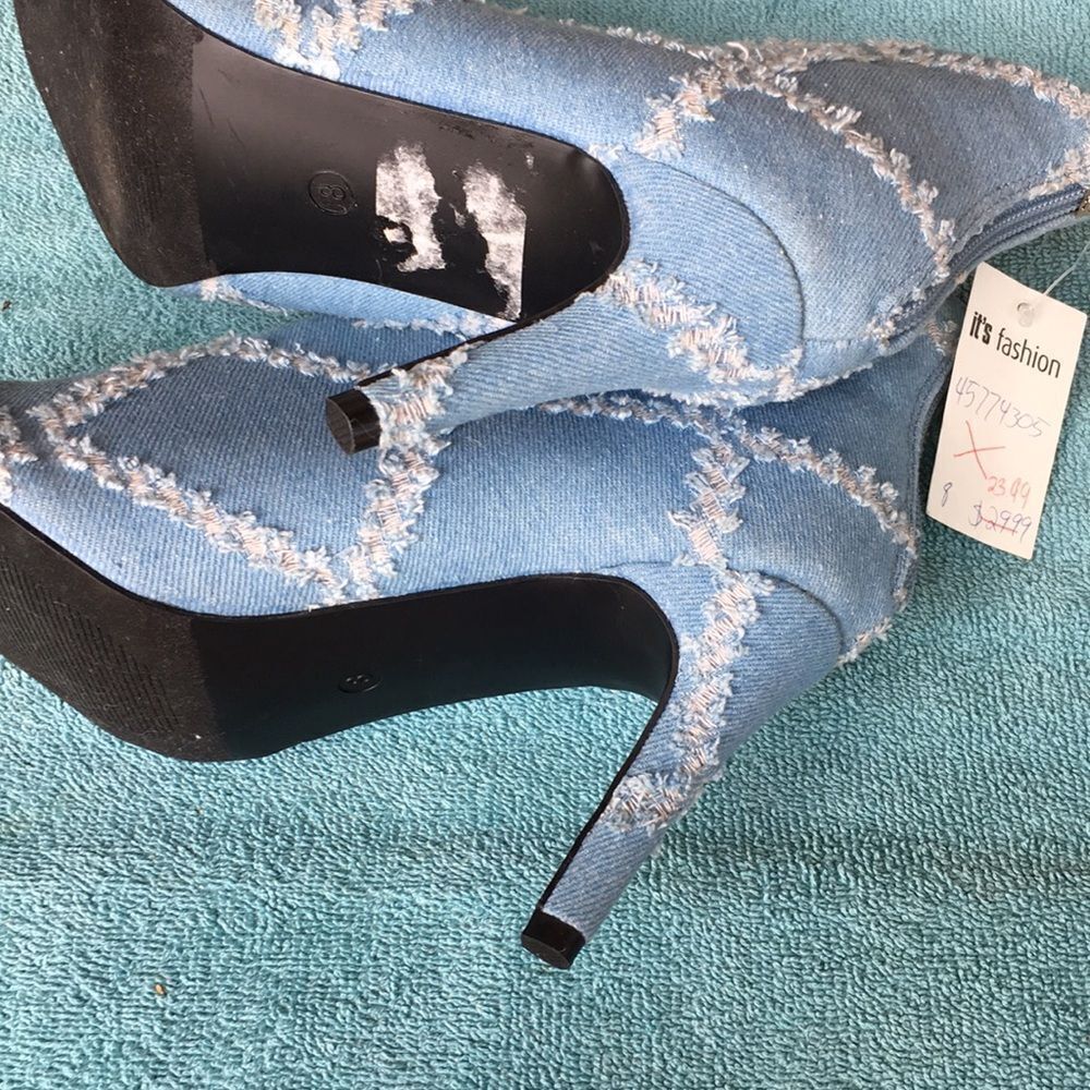 Blue peep toe ankle booties - Picture 6 of 12